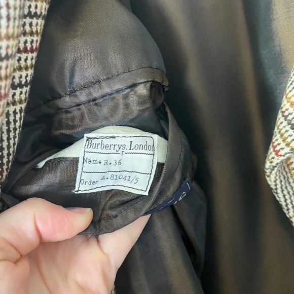 Burberrys Vintage Houndstooth Belted Topcoat Overcoat Jacket Large Double Breast - Picture 12 of 15